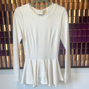 Torn By Ronny Kobo Judy Peplum Long Sleeve Blouse